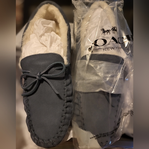 Coach Men's Fleece Shearling Slipper Moccasins - Picture 1 of 10